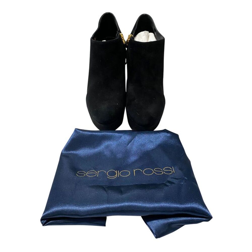 Sergio Rossi Embellished Ankle Bootie in Black Suede - Picture 9 of 10